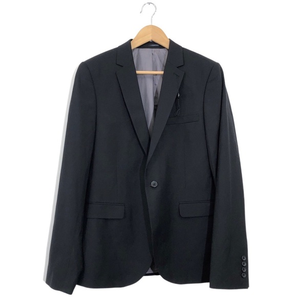 TOPMAN Nordstrom Men’s Black Front Button Skinny Fit Blazer Suit Jacket 40 - Picture 1 of 7